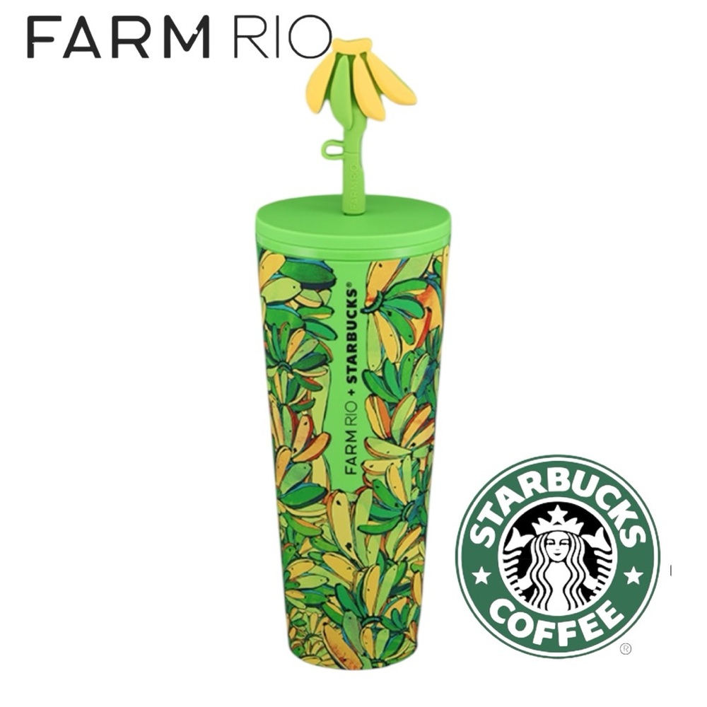 NWT FARM Rio x Starbucks Water Bottle with Tropical Design